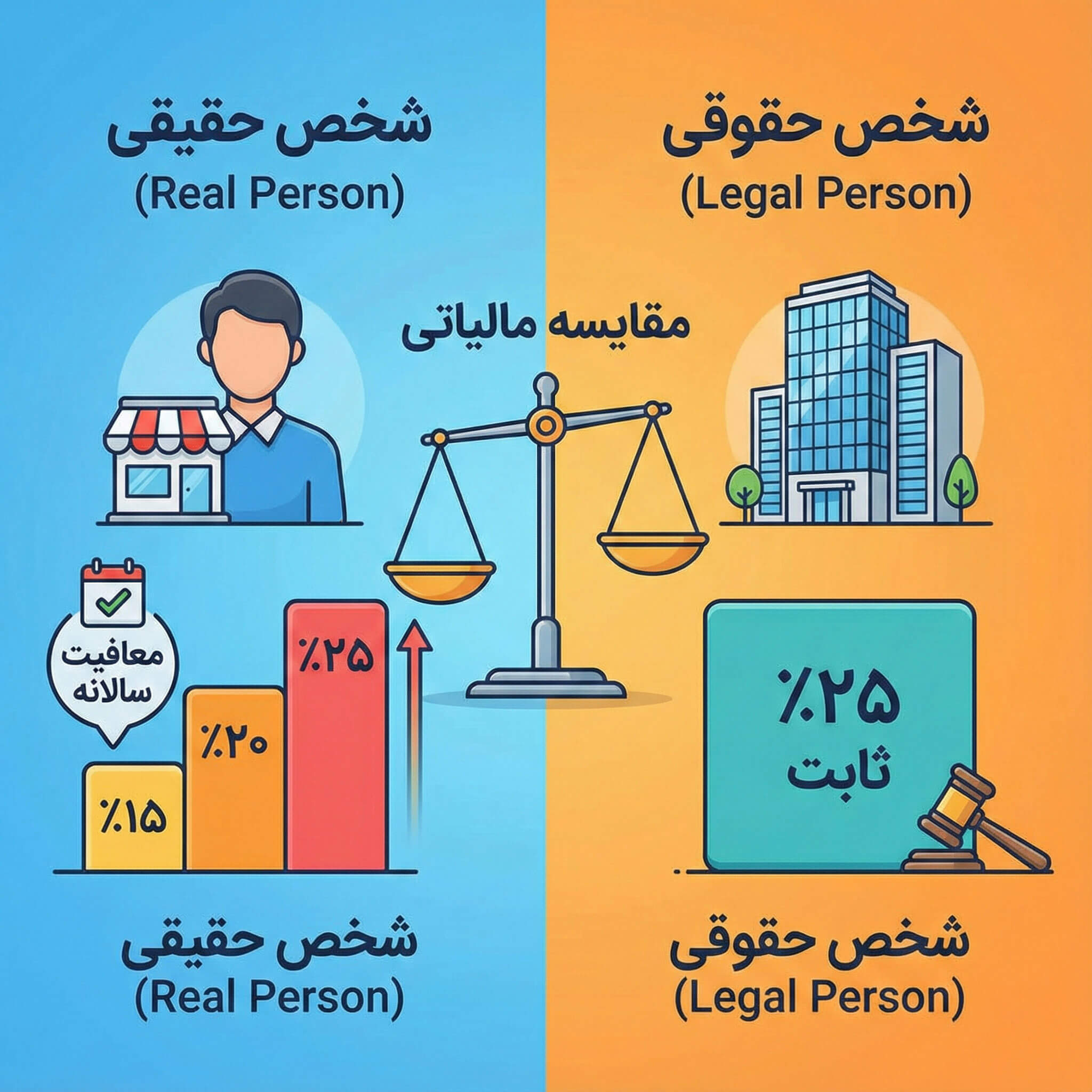 مقایسه تفاوت مالیات شخص حقیقی و حقوقی در ایران؛ یک فرد در برابر یک شرکت